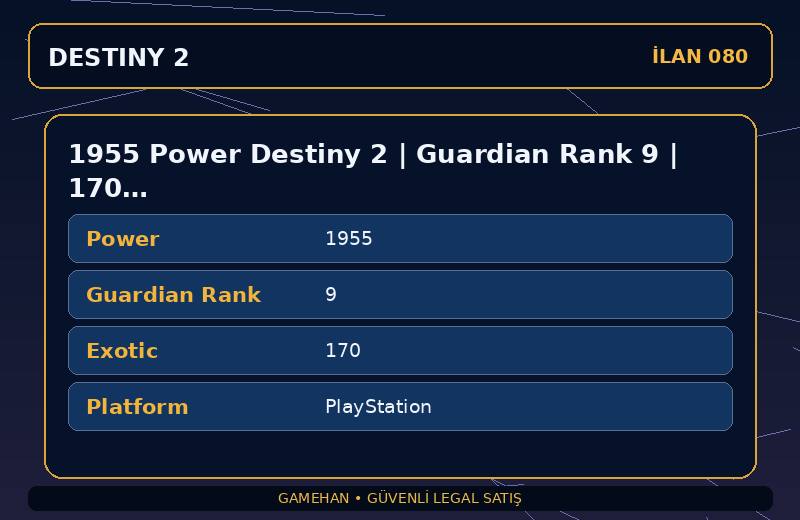 1955 Power Destiny 2 | Guardian Rank 9 | 170 Exotic | PlayStation