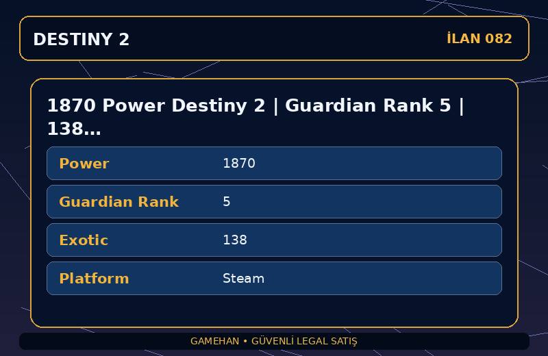 1870 Power Destiny 2 | Guardian Rank 5 | 138 Exotic | Steam