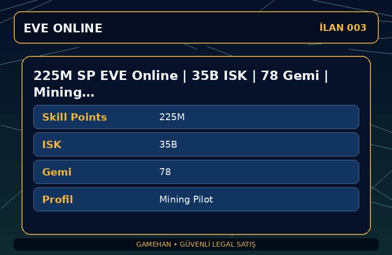225M SP EVE Online | 35B ISK | 78 Gemi | Mining Pilot