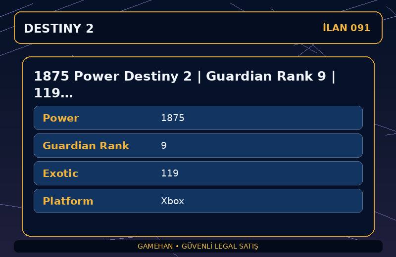 1875 Power Destiny 2 | Guardian Rank 9 | 119 Exotic | Xbox