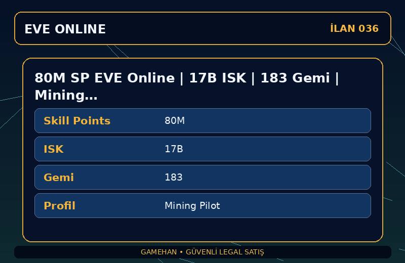 80M SP EVE Online | 17B ISK | 183 Gemi | Mining Pilot