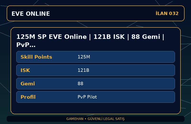125M SP EVE Online | 121B ISK | 88 Gemi | PvP Pilot