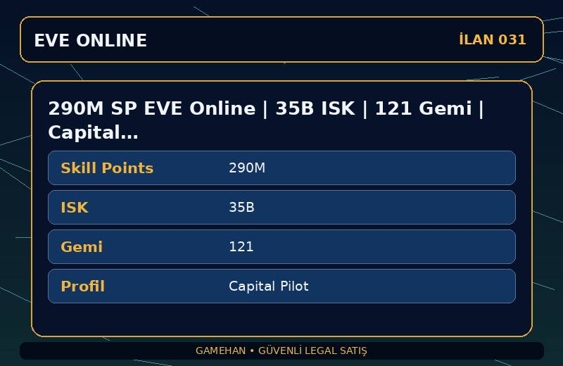 290M SP EVE Online | 35B ISK | 121 Gemi | Capital Pilot