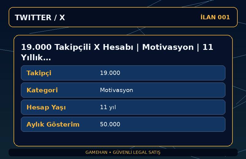 19.000 Takipçili X Hesabı | Motivasyon | 11 Yıllık | Standart