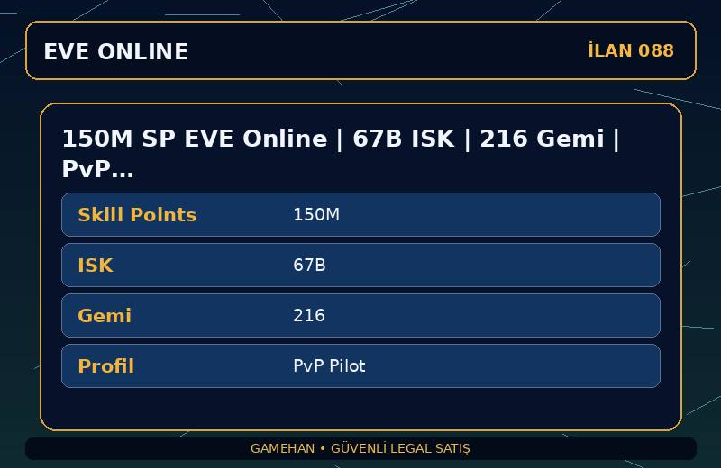 150M SP EVE Online | 67B ISK | 216 Gemi | PvP Pilot