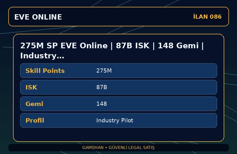 275M SP EVE Online | 87B ISK | 148 Gemi | Industry Pilot