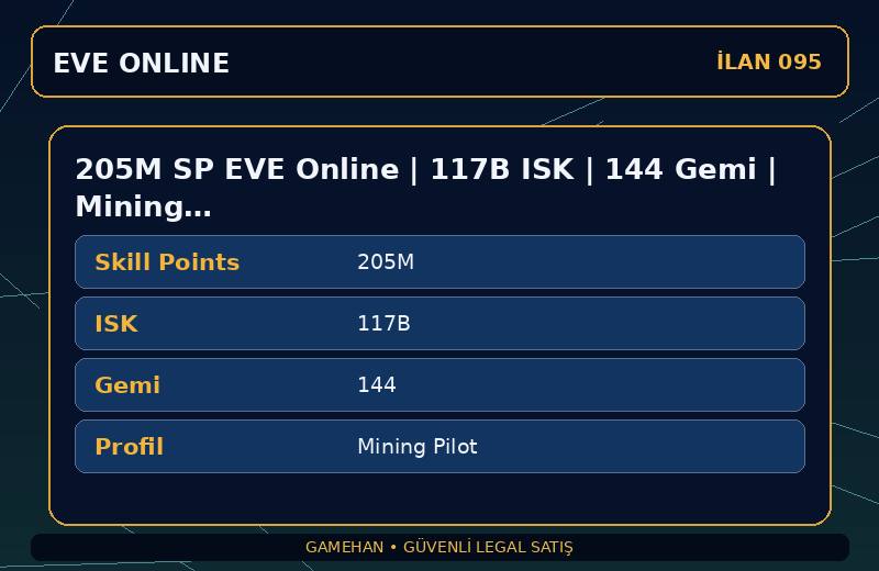 205M SP EVE Online | 117B ISK | 144 Gemi | Mining Pilot