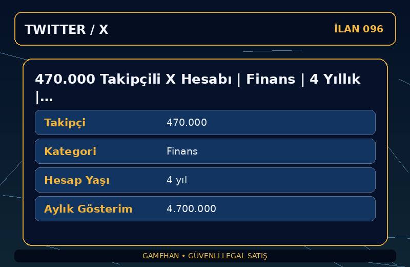 470.000 Takipçili X Hesabı | Finans | 4 Yıllık | Doğrulanmış