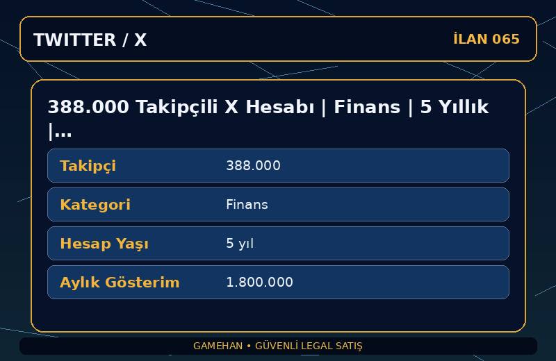 388.000 Takipçili X Hesabı | Finans | 5 Yıllık | Standart