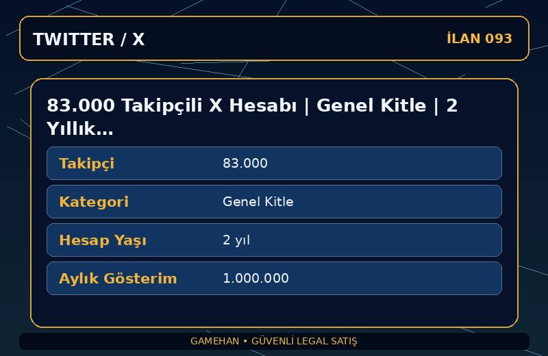 83.000 Takipçili X Hesabı | Genel Kitle | 2 Yıllık | Doğrulanmış