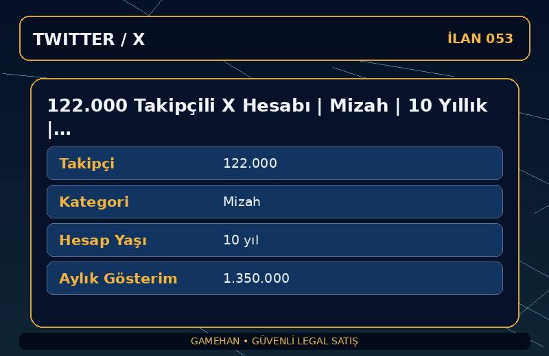 122.000 Takipçili X Hesabı | Mizah | 10 Yıllık | Doğrulanmış