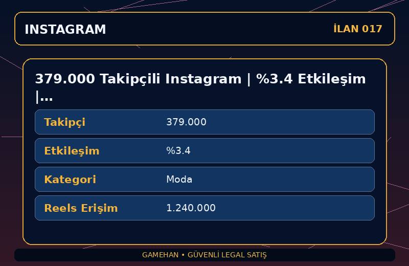 379.000 Takipçili Instagram | %3.4 Etkileşim | Moda | 10 Yıllık