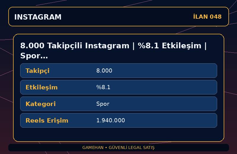 8.000 Takipçili Instagram | %8.1 Etkileşim | Spor | 12 Yıllık