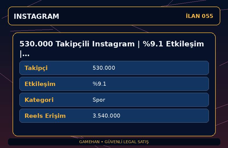 530.000 Takipçili Instagram | %9.1 Etkileşim | Spor | 3 Yıllık
