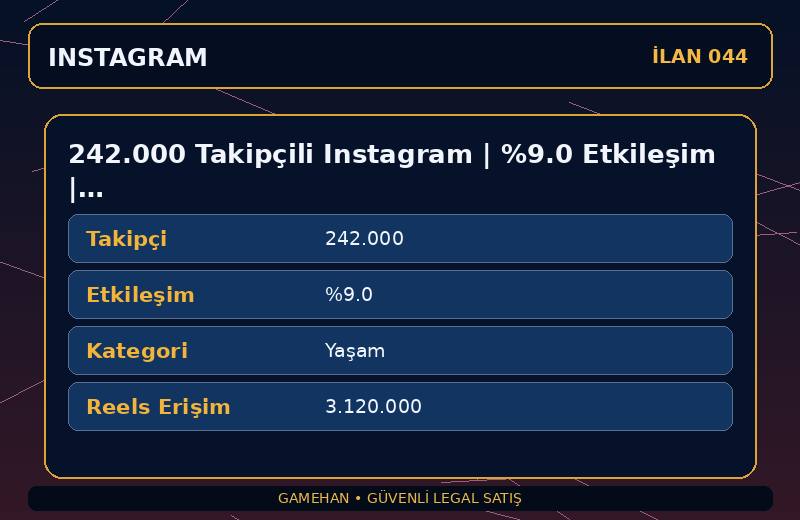 242.000 Takipçili Instagram | %9.0 Etkileşim | Yaşam | 2 Yıllık