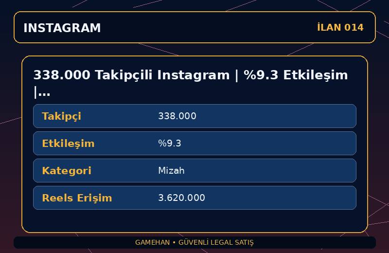 338.000 Takipçili Instagram | %9.3 Etkileşim | Mizah | 5 Yıllık