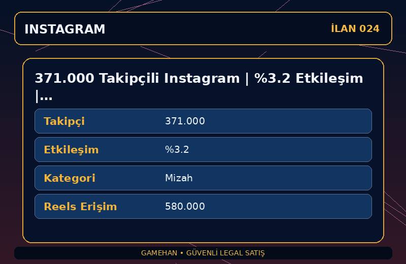 371.000 Takipçili Instagram | %3.2 Etkileşim | Mizah | 10 Yıllık