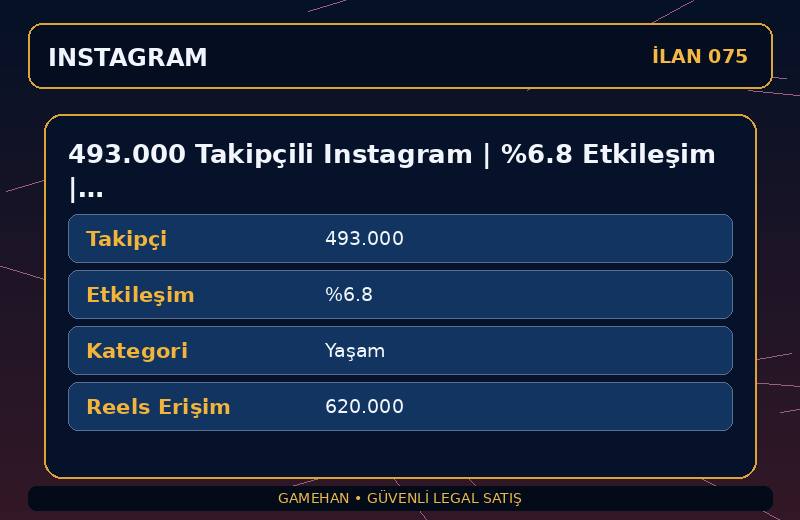 493.000 Takipçili Instagram | %6.8 Etkileşim | Yaşam | 11 Yıllık