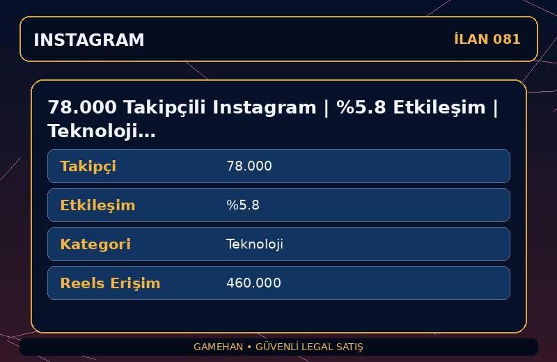 78.000 Takipçili Instagram | %5.8 Etkileşim | Teknoloji | 9 Yıllık