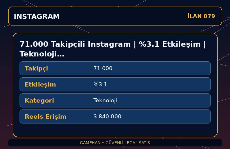 71.000 Takipçili Instagram | %3.1 Etkileşim | Teknoloji | 5 Yıllık
