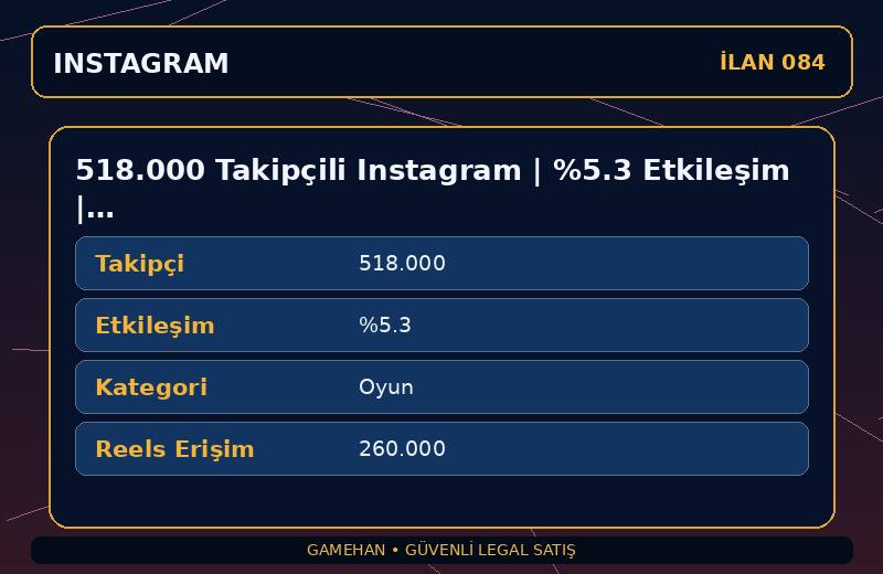 518.000 Takipçili Instagram | %5.3 Etkileşim | Oyun | 4 Yıllık