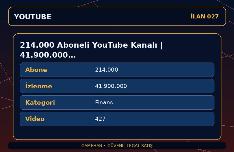 214.000 Aboneli YouTube Kanalı | 41.900.000 İzlenme | Finans | Para Kazanma Açık