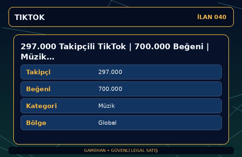 297.000 Takipçili TikTok | 700.000 Beğeni | Müzik | Global