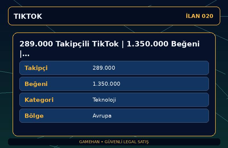 289.000 Takipçili TikTok | 1.350.000 Beğeni | Teknoloji | Avrupa