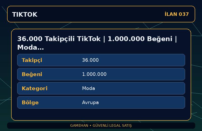 36.000 Takipçili TikTok | 1.000.000 Beğeni | Moda | Avrupa
