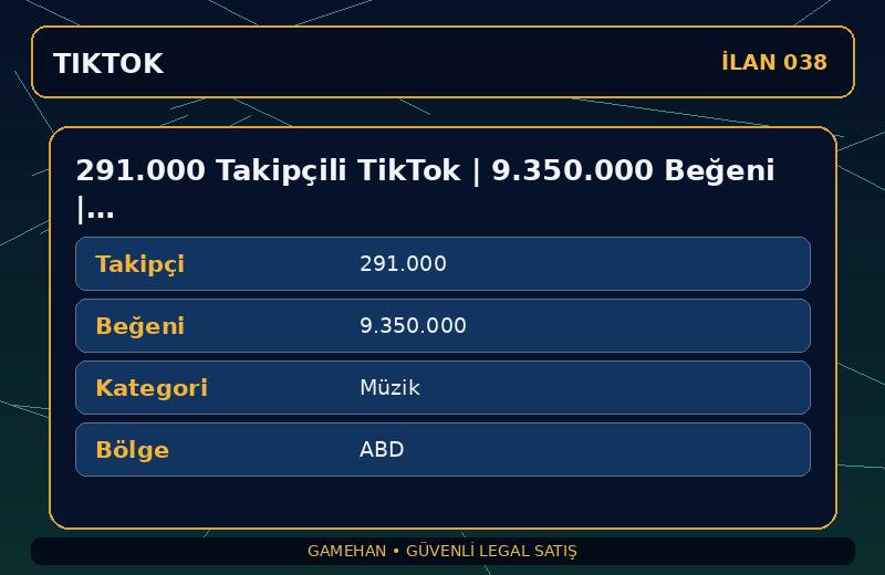 291.000 Takipçili TikTok | 9.350.000 Beğeni | Müzik | ABD