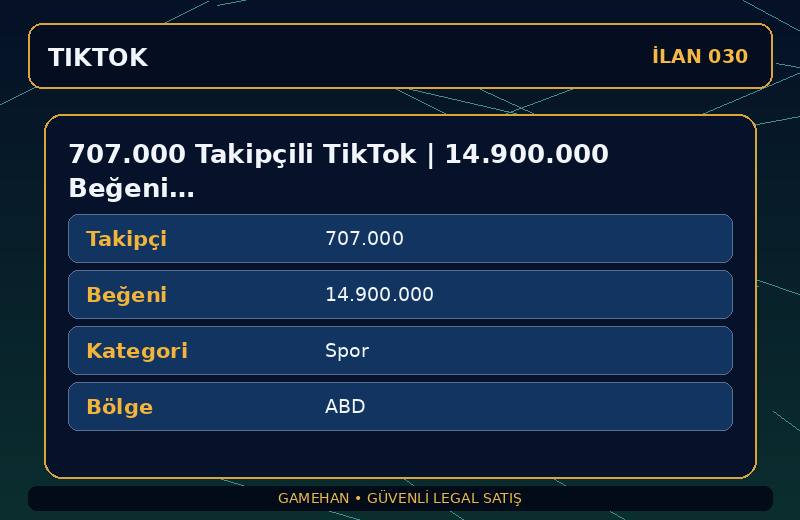 707.000 Takipçili TikTok | 14.900.000 Beğeni | Spor | ABD