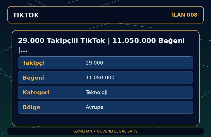 29.000 Takipçili TikTok | 11.050.000 Beğeni | Teknoloji | Avrupa