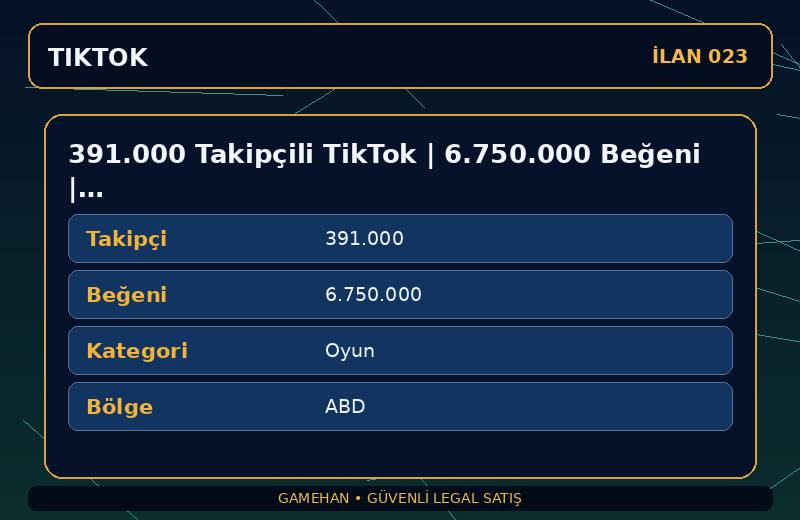 391.000 Takipçili TikTok | 6.750.000 Beğeni | Oyun | ABD