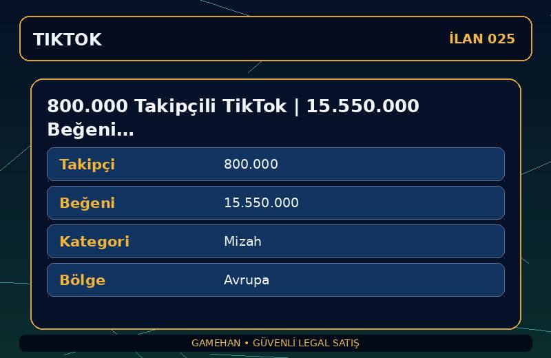 800.000 Takipçili TikTok | 15.550.000 Beğeni | Mizah | Avrupa