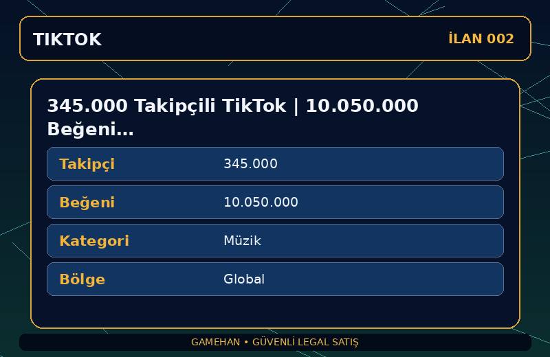345.000 Takipçili TikTok | 10.050.000 Beğeni | Müzik | Global