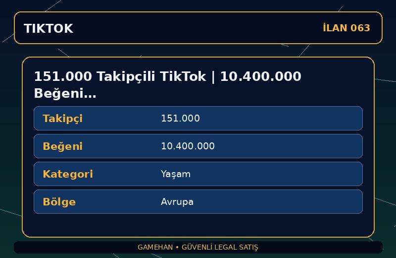 151.000 Takipçili TikTok | 10.400.000 Beğeni | Yaşam | Avrupa