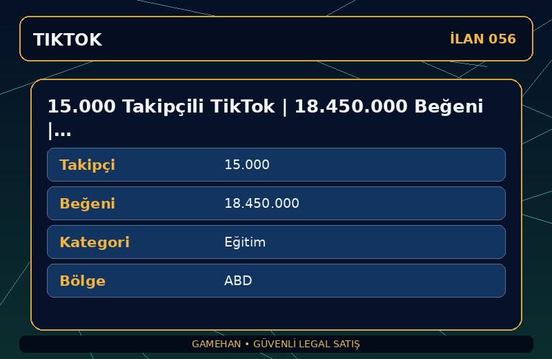 15.000 Takipçili TikTok | 18.450.000 Beğeni | Eğitim | ABD