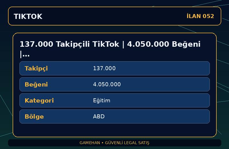 137.000 Takipçili TikTok | 4.050.000 Beğeni | Eğitim | ABD