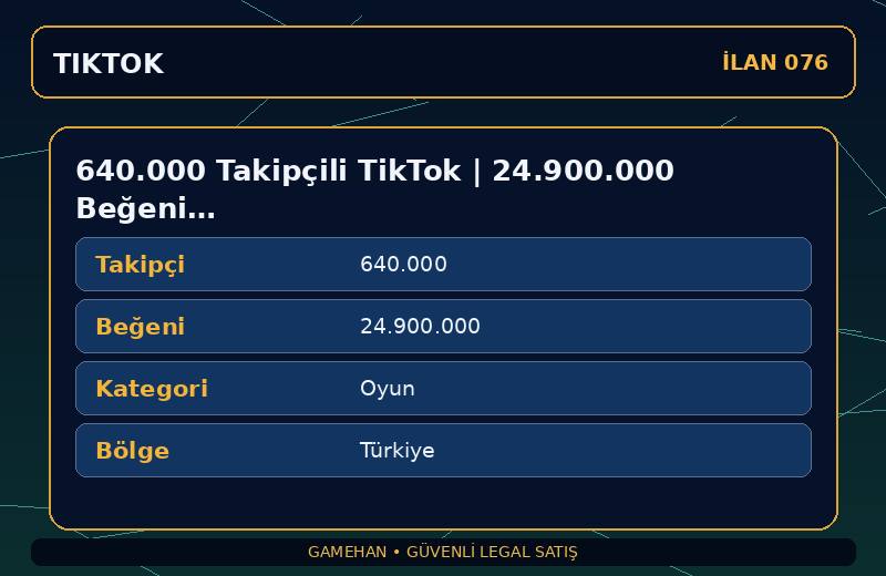 640.000 Takipçili TikTok | 24.900.000 Beğeni | Oyun | Türkiye