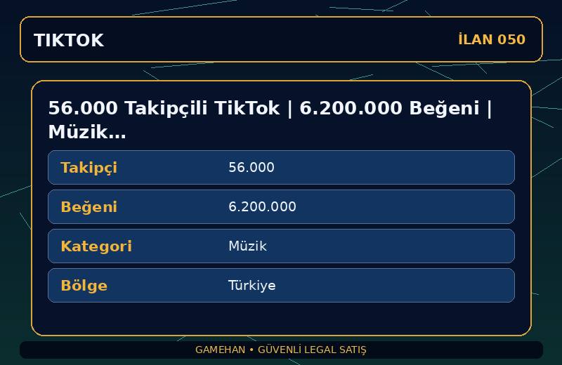 56.000 Takipçili TikTok | 6.200.000 Beğeni | Müzik | Türkiye