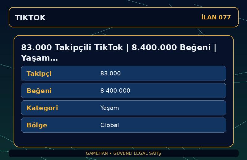 83.000 Takipçili TikTok | 8.400.000 Beğeni | Yaşam | Global
