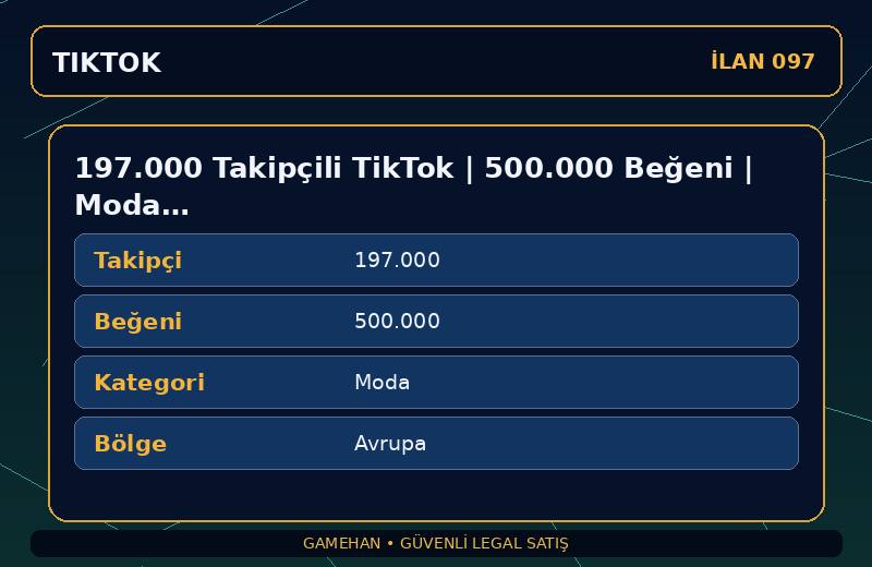 197.000 Takipçili TikTok | 500.000 Beğeni | Moda | Avrupa