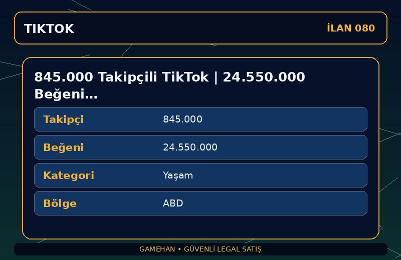 845.000 Takipçili TikTok | 24.550.000 Beğeni | Yaşam | ABD
