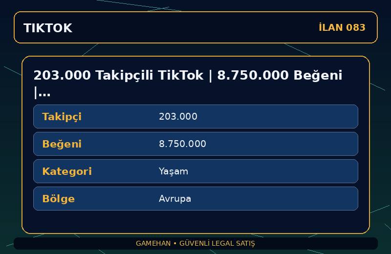 203.000 Takipçili TikTok | 8.750.000 Beğeni | Yaşam | Avrupa