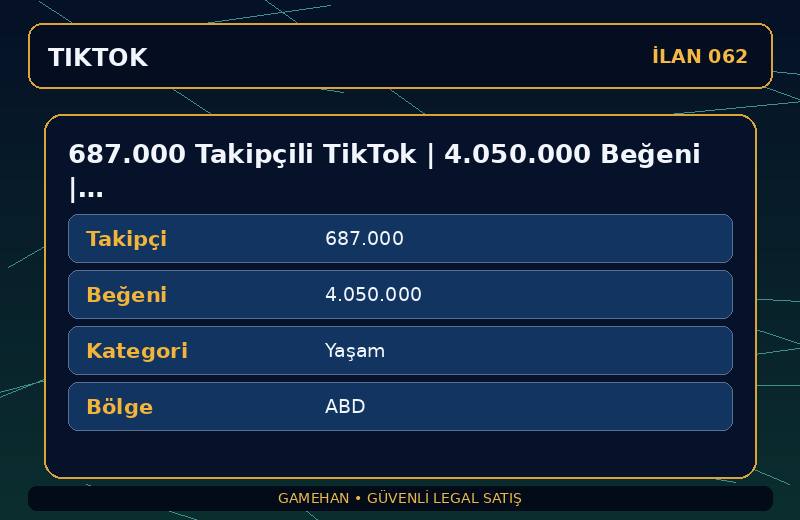 687.000 Takipçili TikTok | 4.050.000 Beğeni | Yaşam | ABD