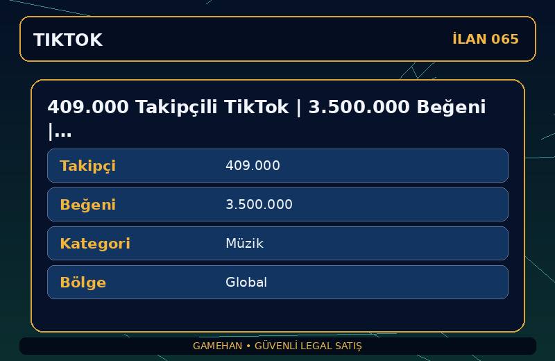 409.000 Takipçili TikTok | 3.500.000 Beğeni | Müzik | Global
