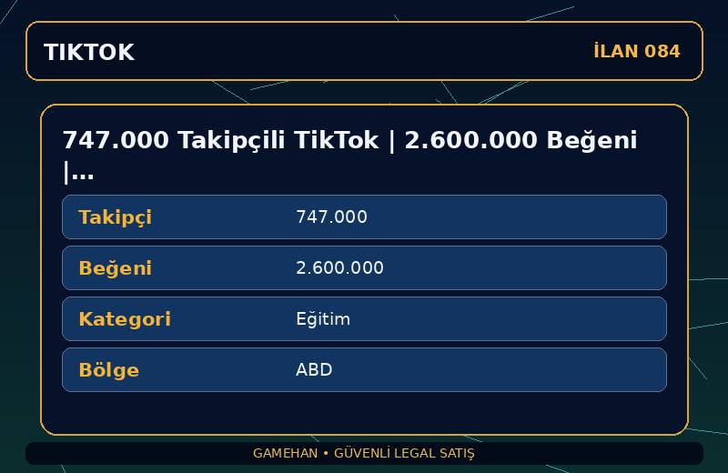 747.000 Takipçili TikTok | 2.600.000 Beğeni | Eğitim | ABD