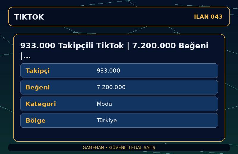 933.000 Takipçili TikTok | 7.200.000 Beğeni | Moda | Türkiye