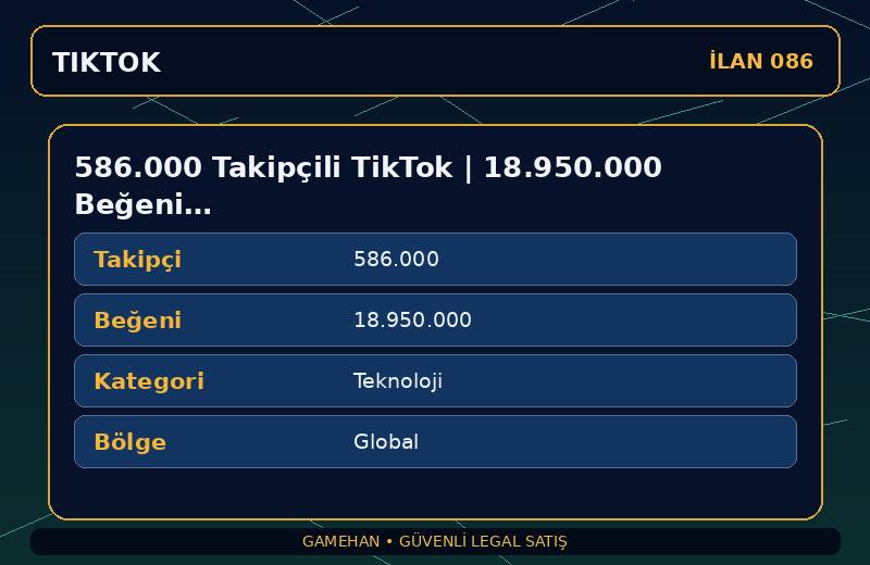 586.000 Takipçili TikTok | 18.950.000 Beğeni | Teknoloji | Global