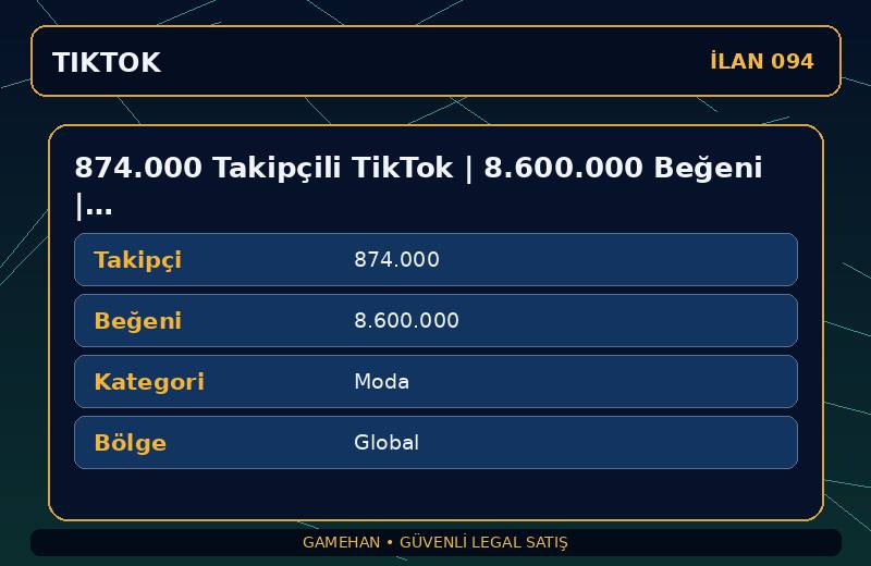 874.000 Takipçili TikTok | 8.600.000 Beğeni | Moda | Global